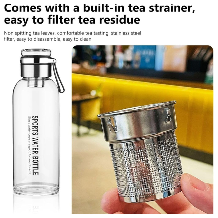 Borosilicate Glass Water Bottle 750 Milliliter – Infuser & Sleeve