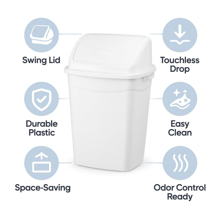 Swing Lid Trash Can, Self-Closing Odor Control – 50 Liter