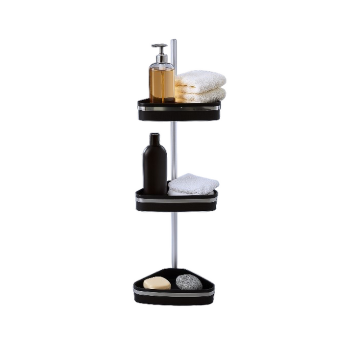 Bathroom Corner Shelves with Aluminum Pole ,3 Tier