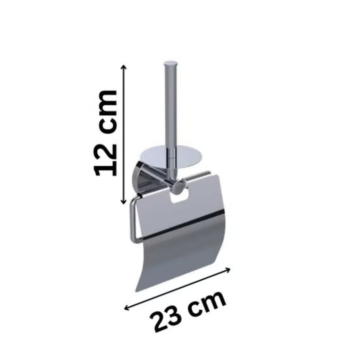 Wall Mounted Toilet Paper Holder with Cover & Spare Roll