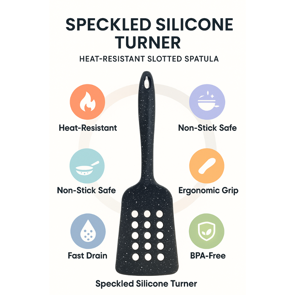 ملعقة سيليكون للمعكرونة والأرز - غير لاصقة ومقاومة للحرارة بلمسة نهائية من الجرانيت