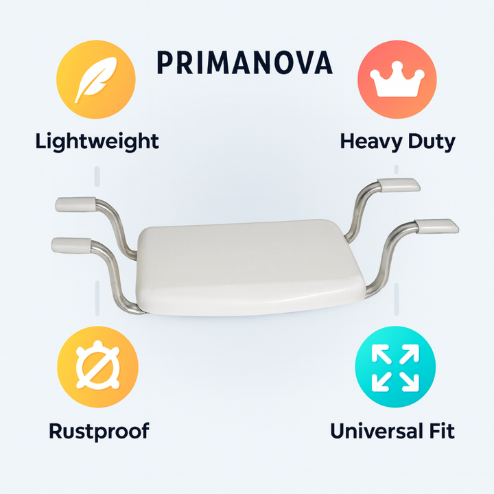 Heavy-Duty Suspended Bath Bench Seat 34 × 42 cm – 130 kg Capacity | Primanova