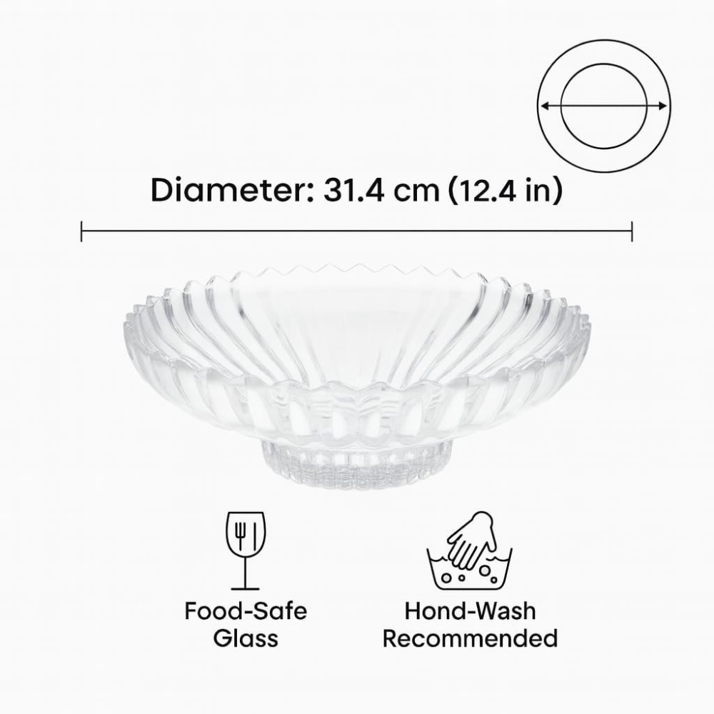 Glass Salad Footed Bowl – Pedestal Serving Bowl
