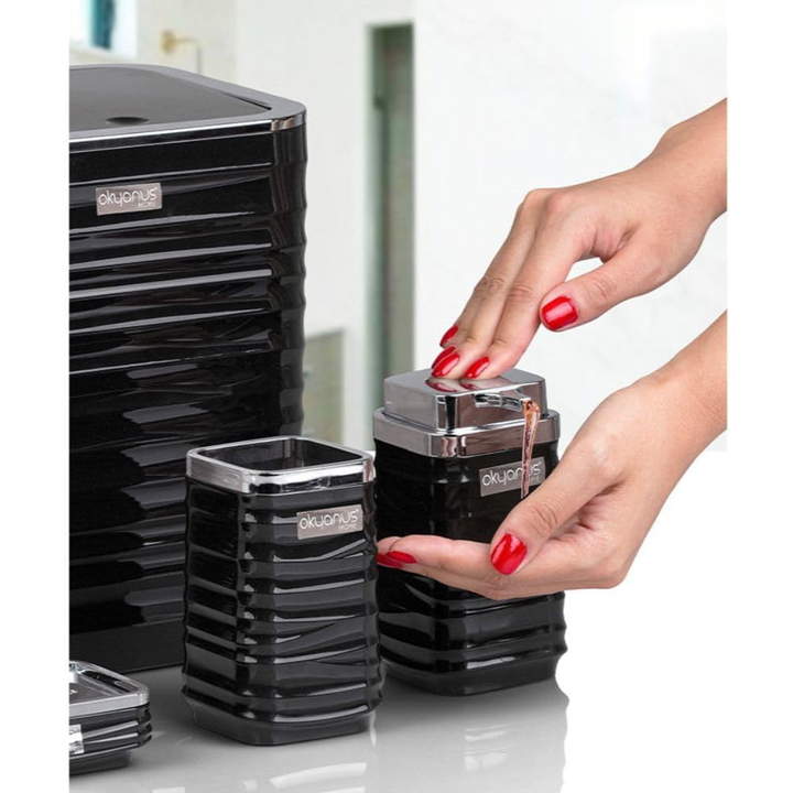 Bathroom Accessories Set 5-Piece – Chrome-Lid Luna Square