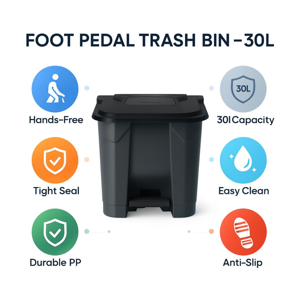 Garbage Container Set with Snap-On Lids – Recycling Bins, 30 Liter