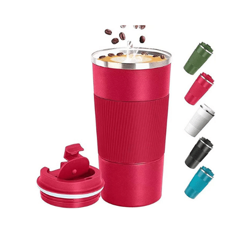 Double wall stainless steel travel coffee mug with Hand Grip