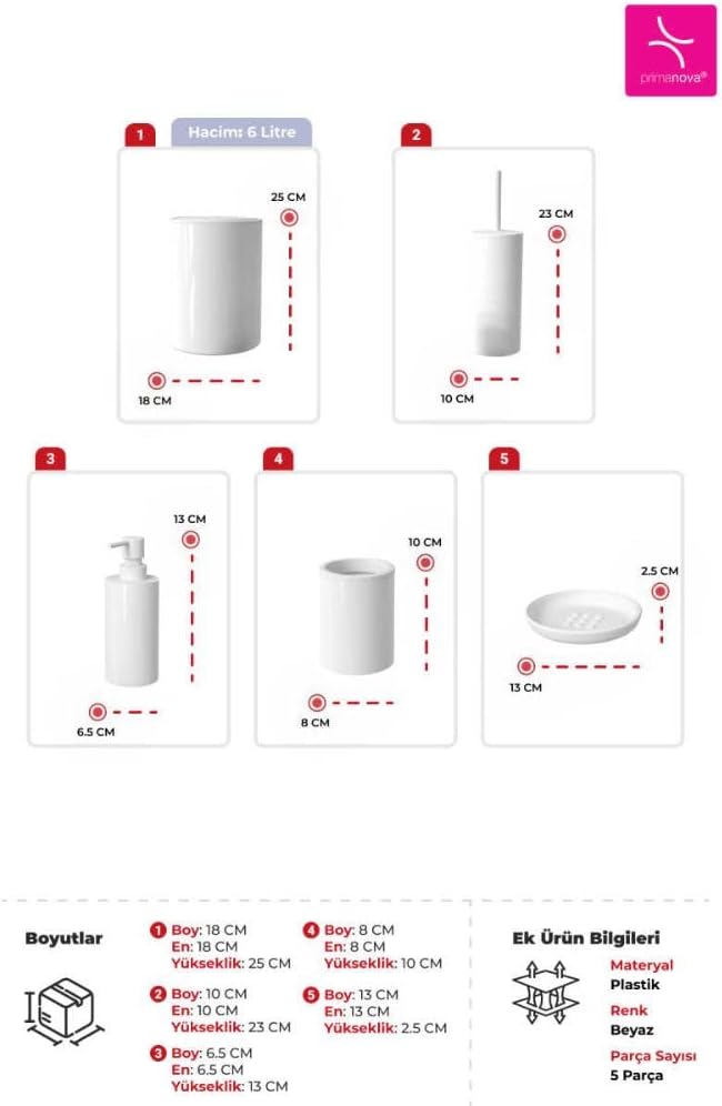 5-Piece Plastic Bathroom Accessories Set.