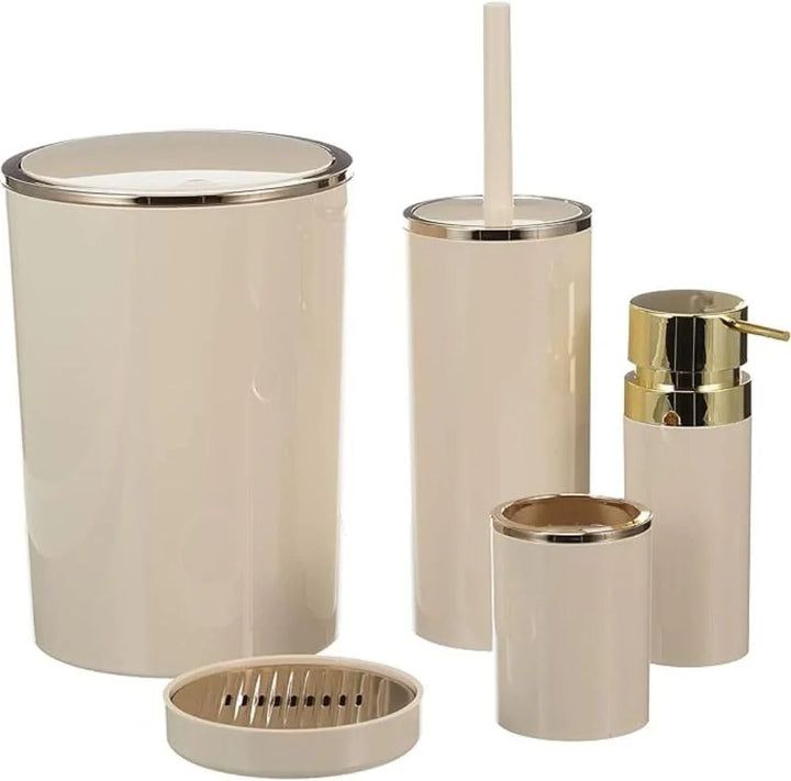 Acrylic Bathroom Set 5 Pieces with Gold Frame