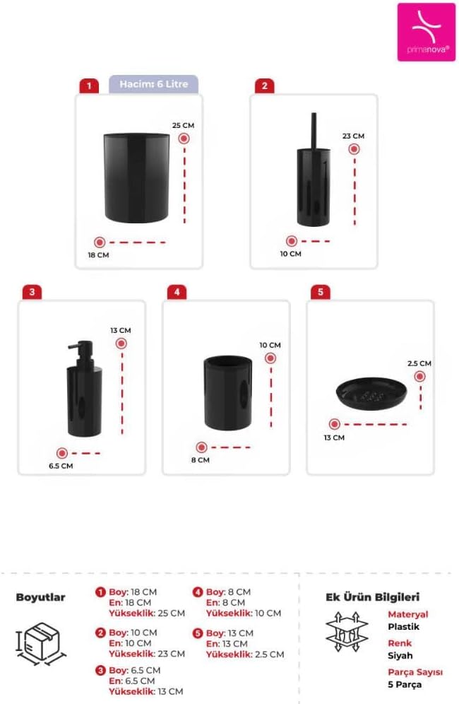 5-Piece Plastic Bathroom Accessories Set.