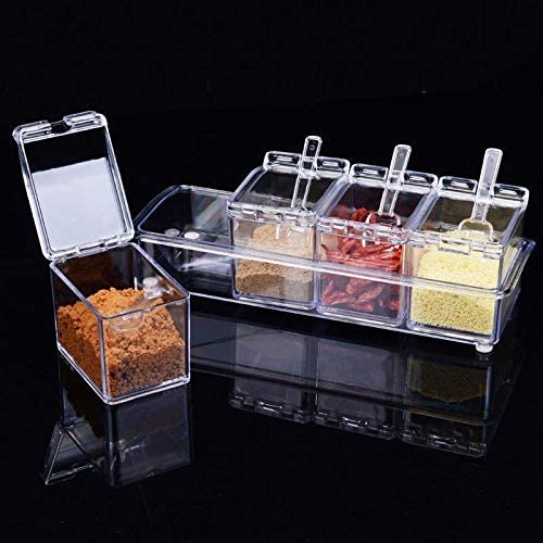 Clear set for spices with spoon