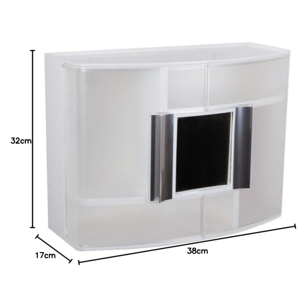 خزانة أدوية مثبتة على الحائط 38 × 17 × 32 سم – باب شفاف ومرآة