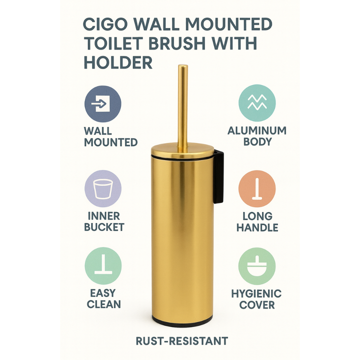 Wall-Mounted Toilet Brush with Holder – Aluminum