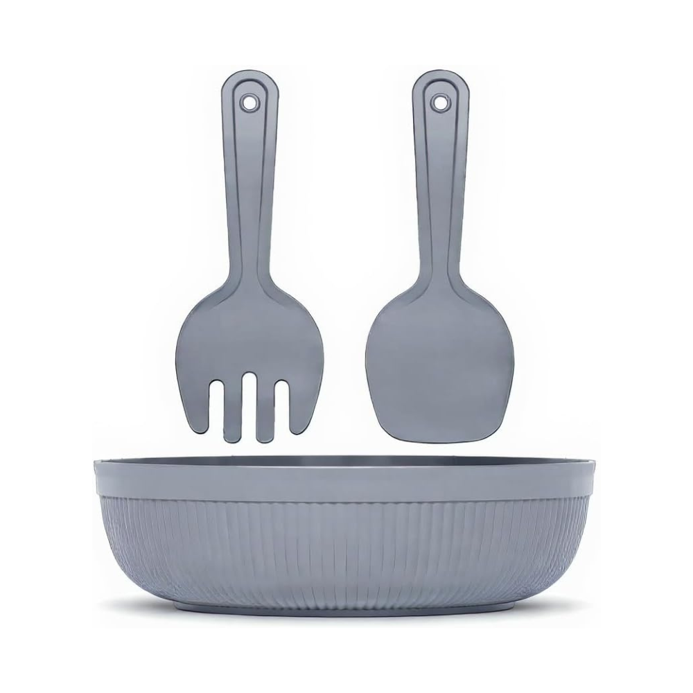 Salad Bowl with Serving Spoons – Large 4 Liter Kitchen Mixing Set
