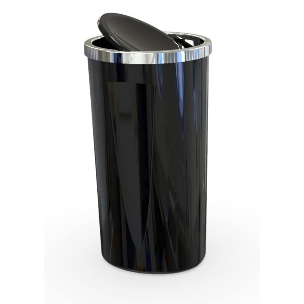 35 Liter Swing-Lid Trash Can with Chrome Rim –  30×56 cm | Primanova