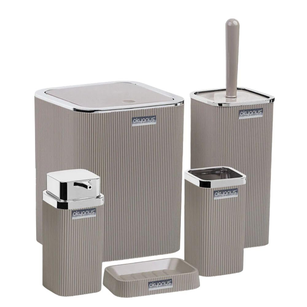 Bath Accessory Set – 5-Piece Bathroom Organizer Kit  (Siver frame)