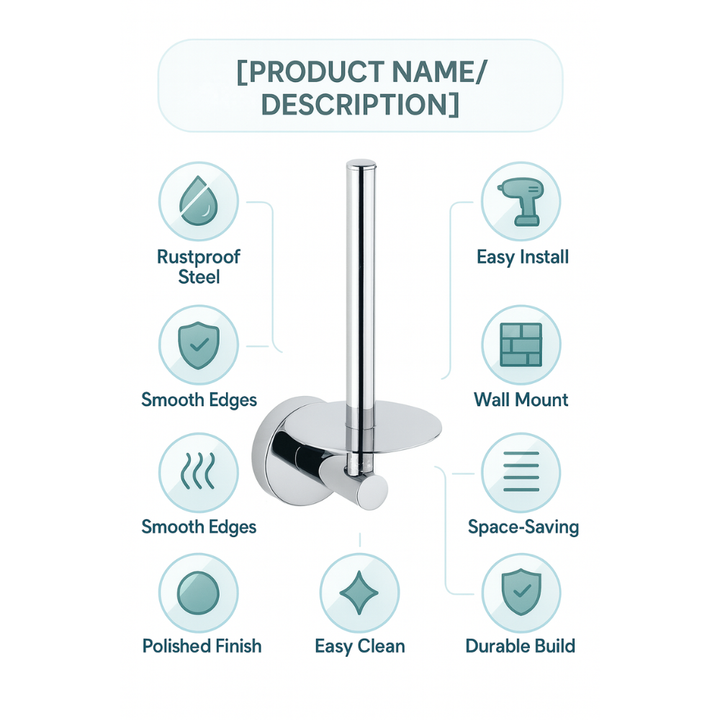 Wall Mounted Toilet Roll Holder, Vertical Spare
