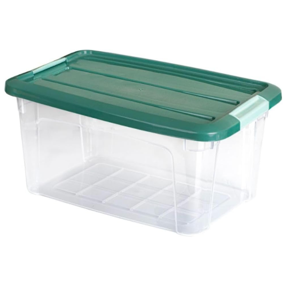 صندوق تخزين ملكي بلاستيكي شفاف - حاوية طعام محكمة الإغلاق بغطاء مشبك - (أخضر)