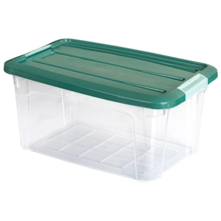 صندوق تخزين ملكي بلاستيكي شفاف - حاوية طعام محكمة الإغلاق بغطاء مشبك - (أخضر)