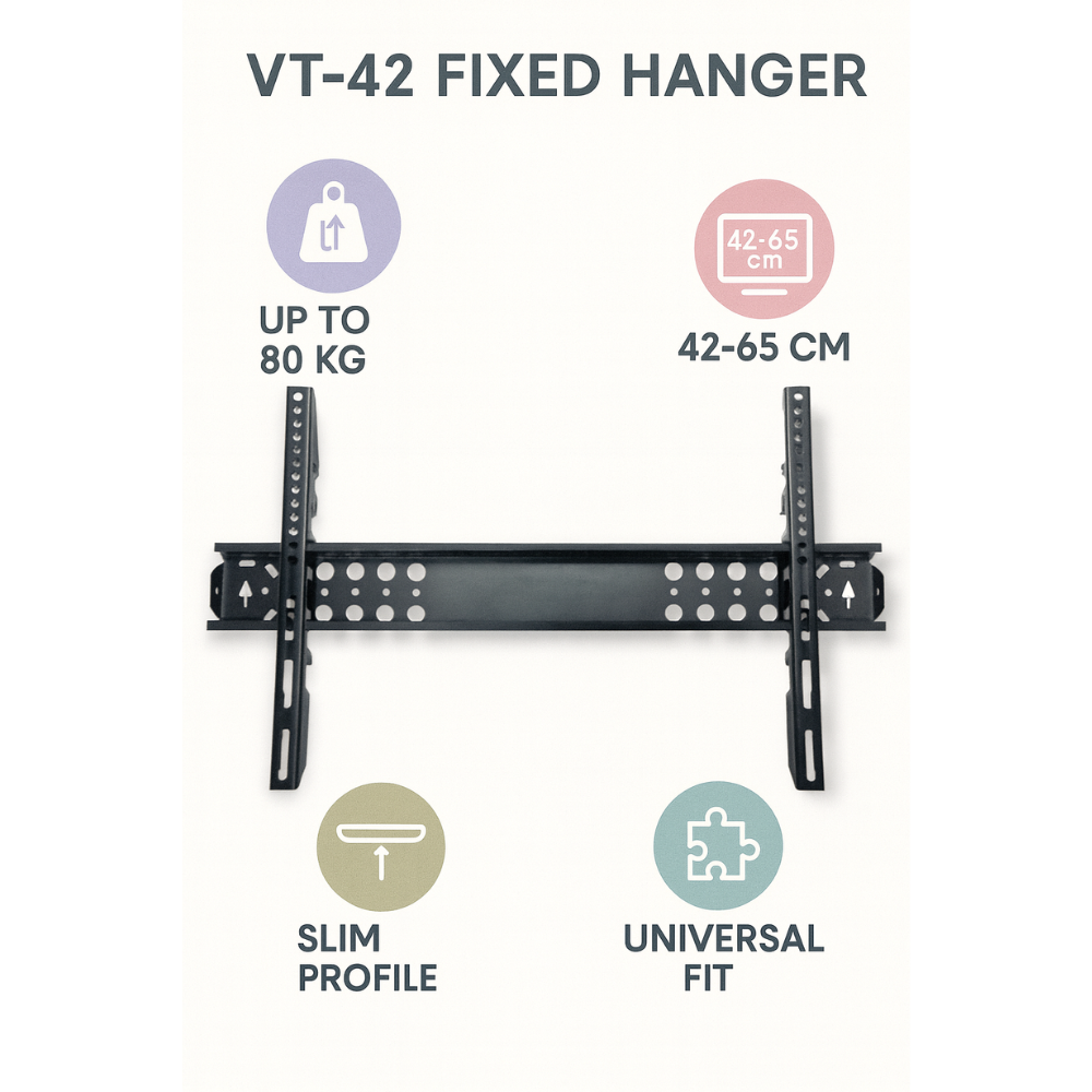 Fixed TV Wall Mount 42–65″ – Heavy-Duty 80 kg