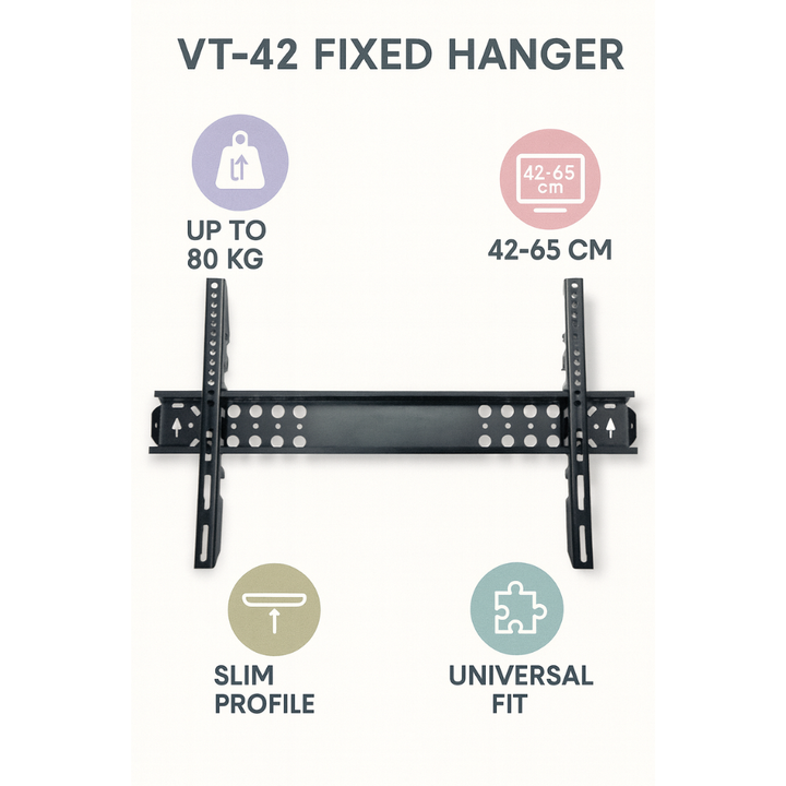 Fixed TV Wall Mount 42–65″ – Heavy-Duty 80 kg