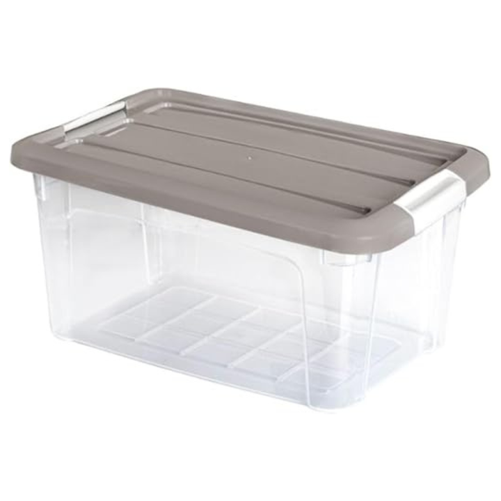صندوق تخزين بلاستيكي شفاف ملكي - حاوية طعام محكمة الإغلاق بغطاء مشبك - (بيج)