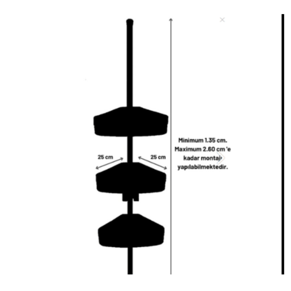 Bathroom Corner Shelves with Aluminum Pole ,3 Tier