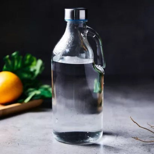 Glass water bottle with handle