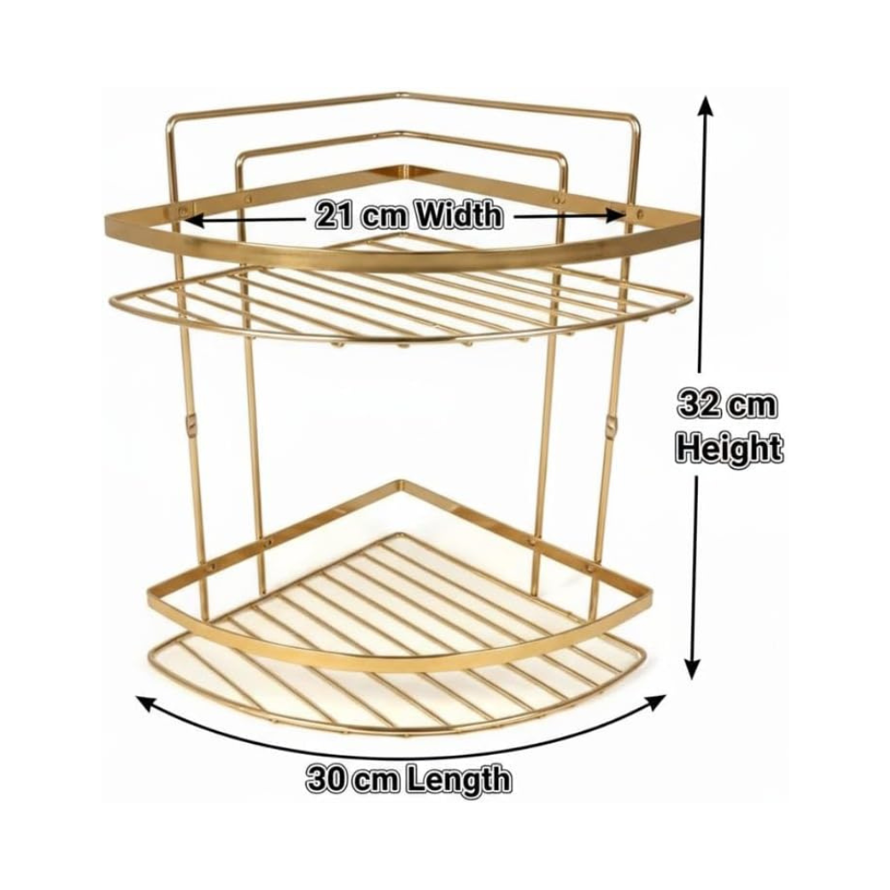 رف حمام زاوية من الفولاذ المقاوم للصدأ، ذهبي مقاوم للصدأ