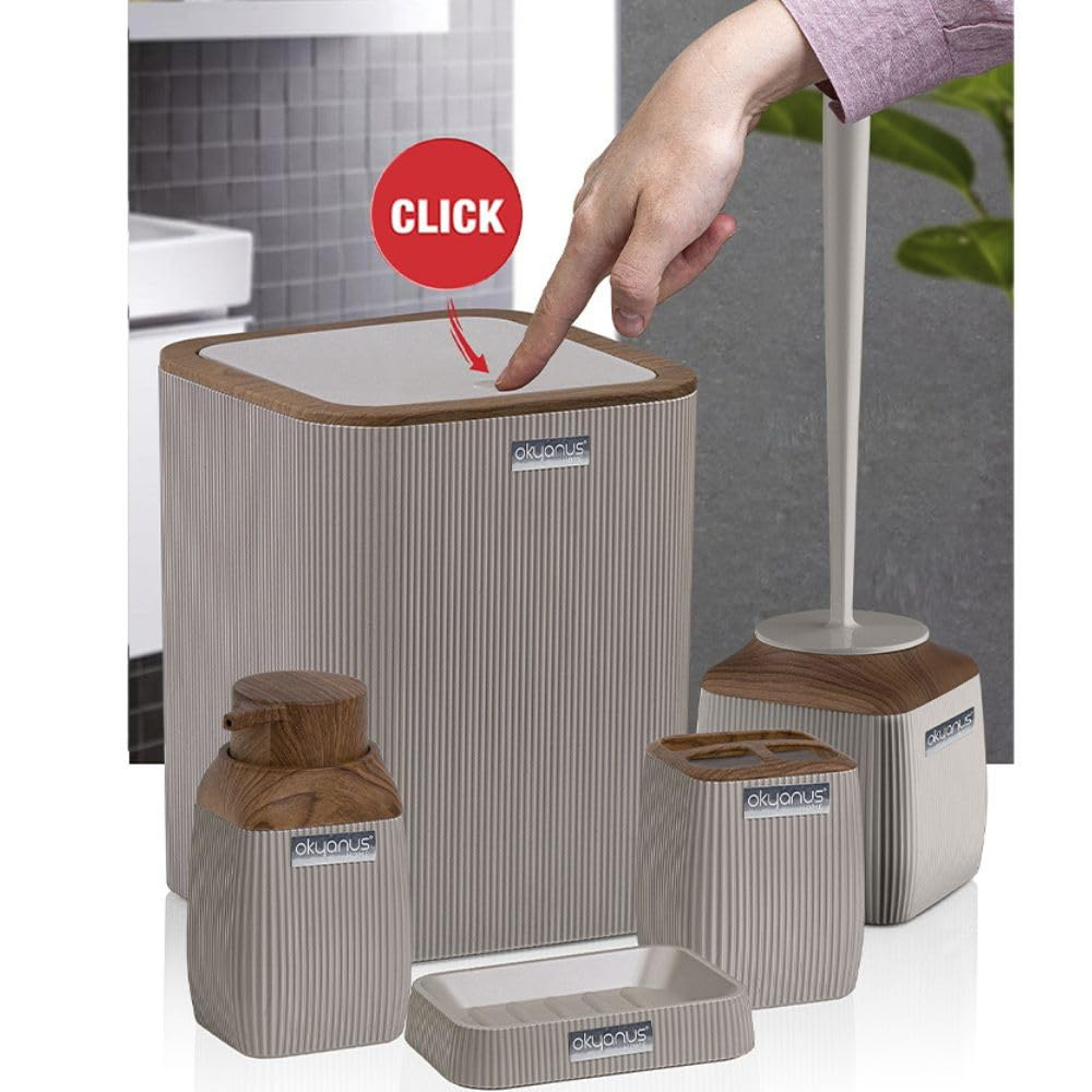 Okayanus Diva Acrylic 5-Piece Bathroom Set – Wooden Frame