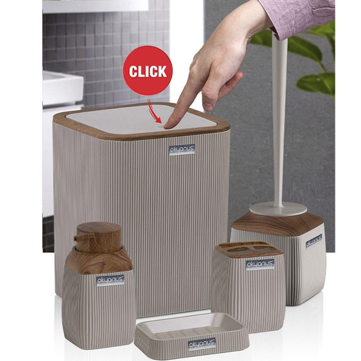 Okayanus Diva Acrylic 5-Piece Bathroom Set – Wooden Frame