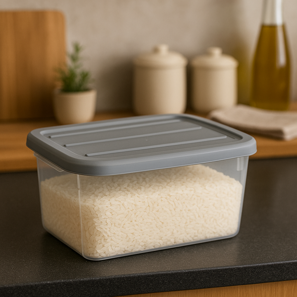 صندوق تخزين بلاستيكي شفاف ملكي - حاوية طعام محكمة الإغلاق بغطاء مشبك - (رمادي)