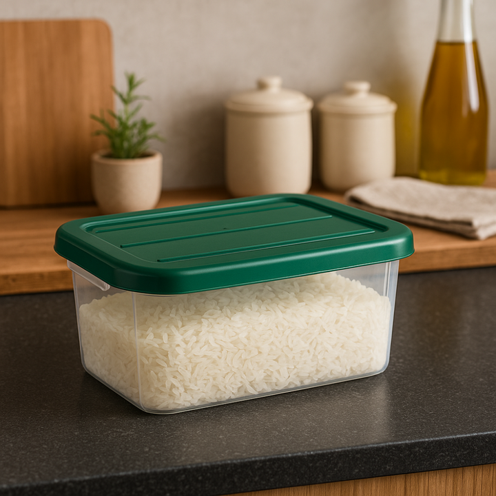صندوق تخزين ملكي بلاستيكي شفاف - حاوية طعام محكمة الإغلاق بغطاء مشبك - (أخضر)