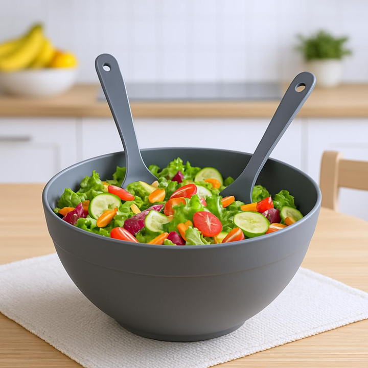 BPA-Free Salad Mixing Bowl with Spoon & Fork – 5.5 Liter