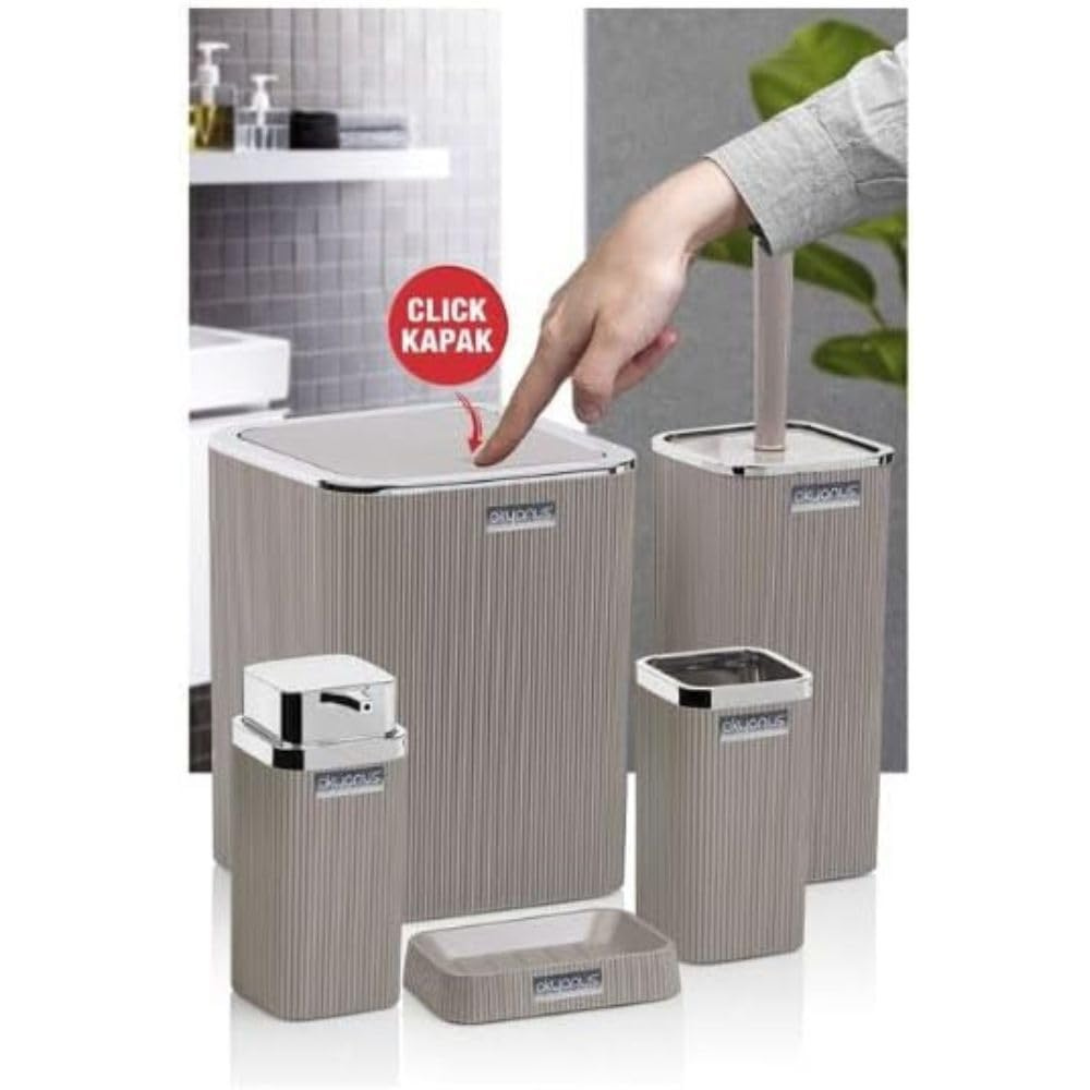 Bath Accessory Set – 5-Piece Bathroom Organizer Kit  (Siver frame)