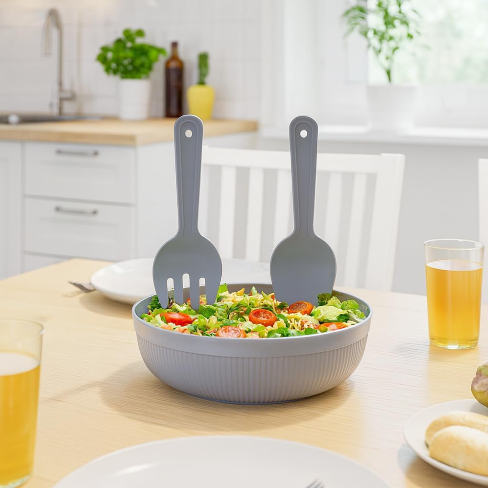 Salad Bowl with Serving Spoons – Large 4 Liter Kitchen Mixing Set