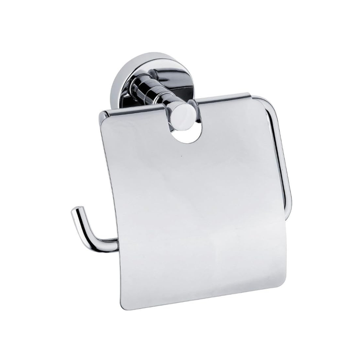 Wall-Mounted Toilet Paper Holder with Cover, Chrome – Single Roll