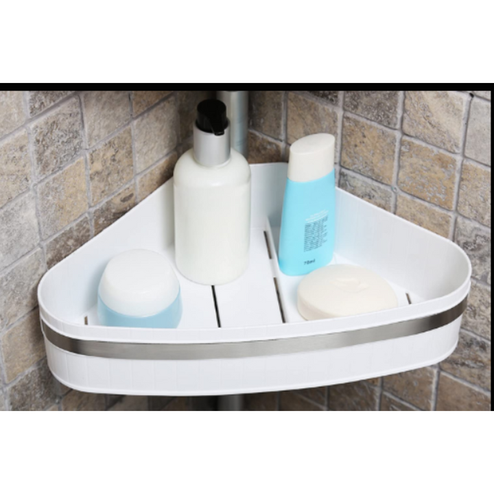 Bathroom Corner Shelves with Aluminum Pole ,3 Tier