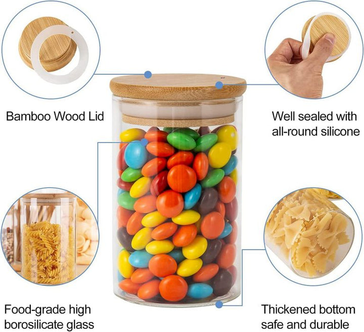 Round storage jar with tight Bamboo lid