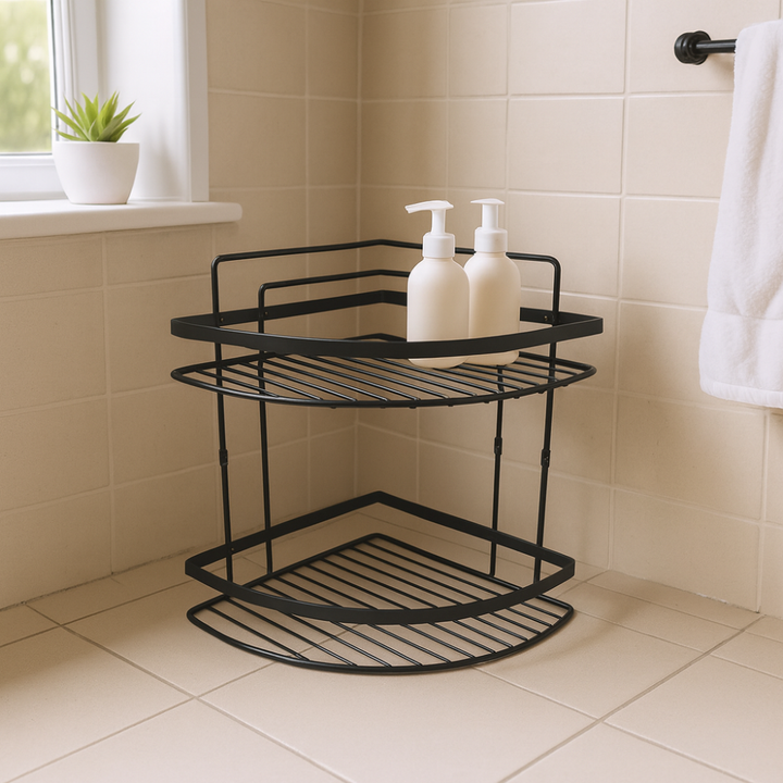 رف حمام زاوية من الفولاذ المقاوم للصدأ، أسود مقاوم للصدأ