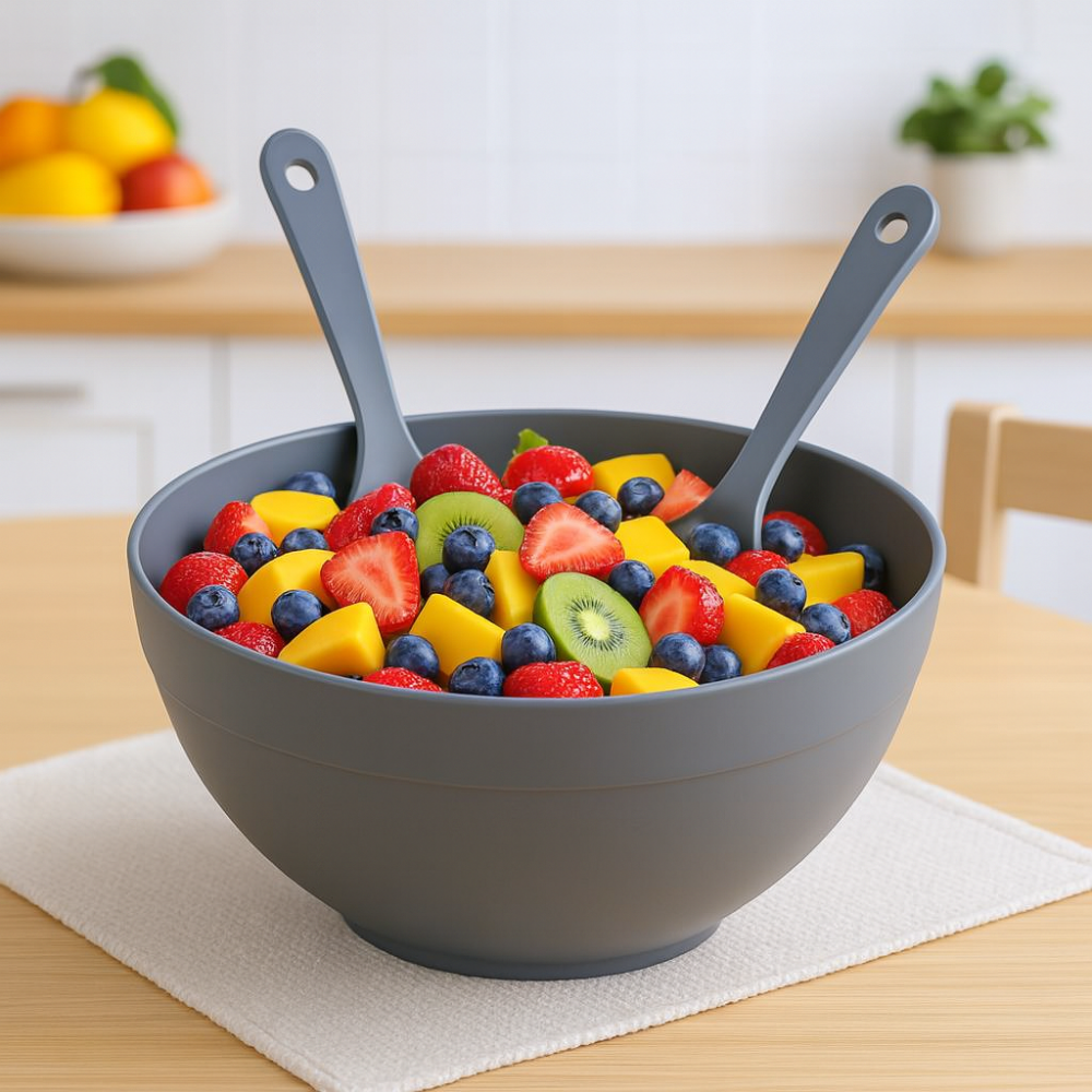 BPA-Free Salad Mixing Bowl with Spoon & Fork – 5.5 Liter