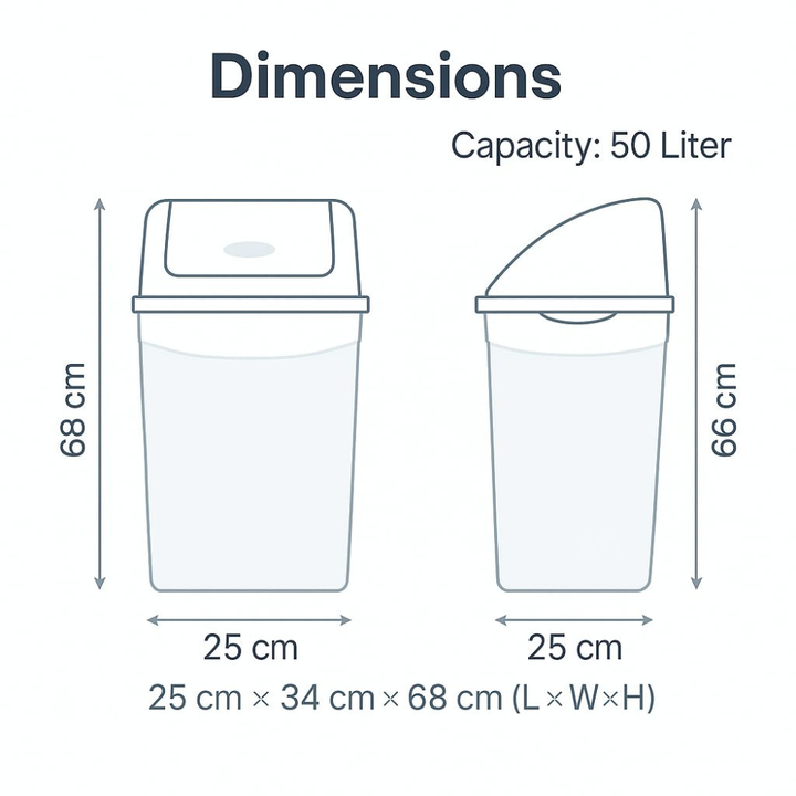 Swing Lid Trash Can, Self-Closing Odor Control – 26 Liter