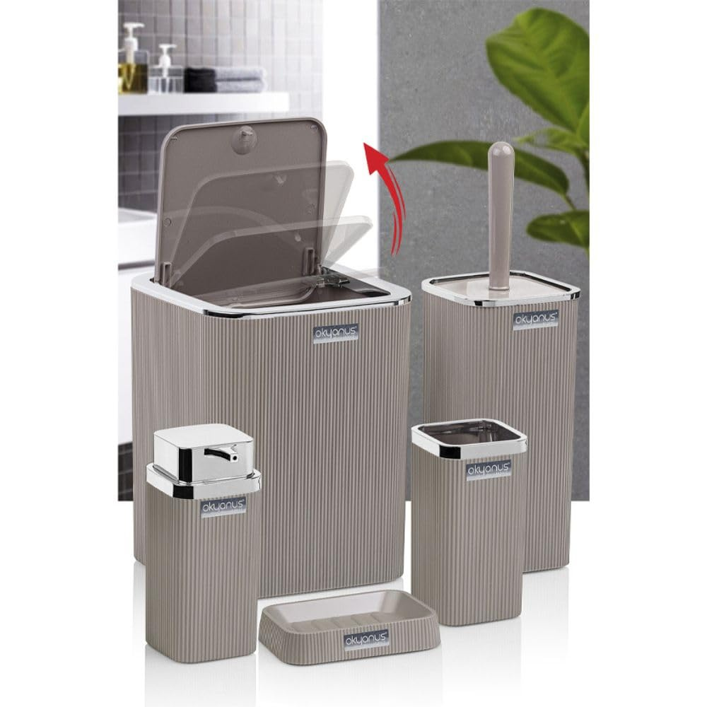 Bath Accessory Set – 5-Piece Bathroom Organizer Kit  (Siver frame)