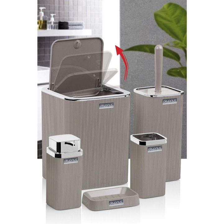 Bath Accessory Set – 5-Piece Bathroom Organizer Kit  (Siver frame)