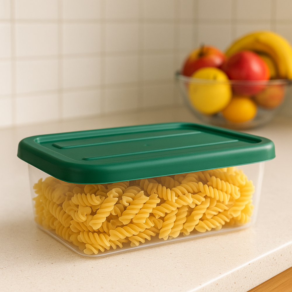 صندوق تخزين ملكي بلاستيكي شفاف - حاوية طعام محكمة الإغلاق بغطاء مشبك - (أخضر)