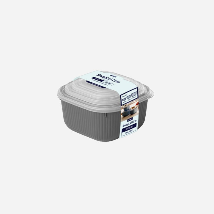 Square Food Storage Container Set – Airtight, 3pc 600/1100/1800 milliliter