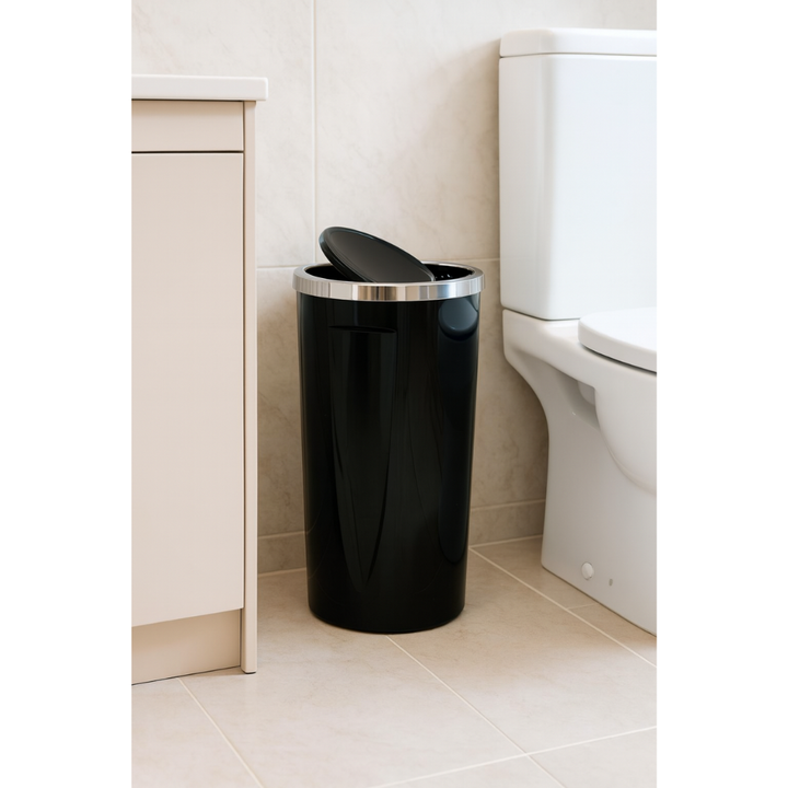 35 Liter Swing-Lid Trash Can with Chrome Rim –  30×56 cm | Primanova
