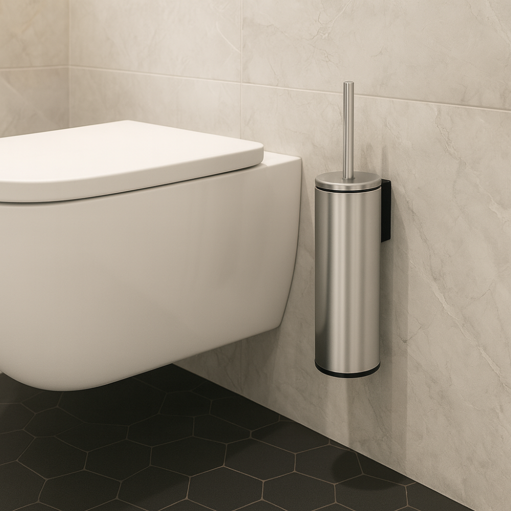 Wall-Mounted Toilet Brush with Holder – Aluminum