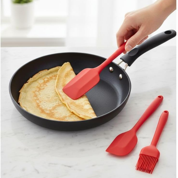 مجموعة ملعقة سيليكون وفرشاة دهن - مقاومة للحرارة (3 قطع)