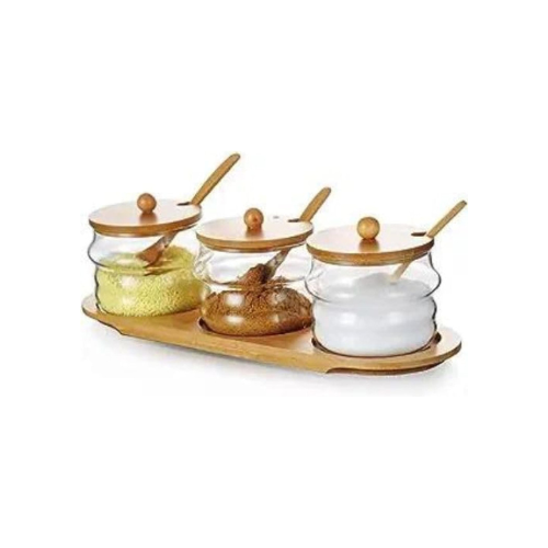 3-Storage Jars with a Wooden Spoon