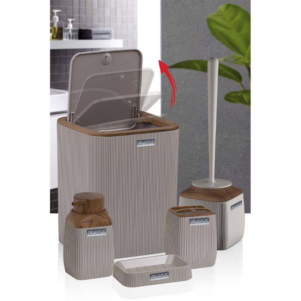 Okayanus Diva Acrylic 5-Piece Bathroom Set – Wooden Frame